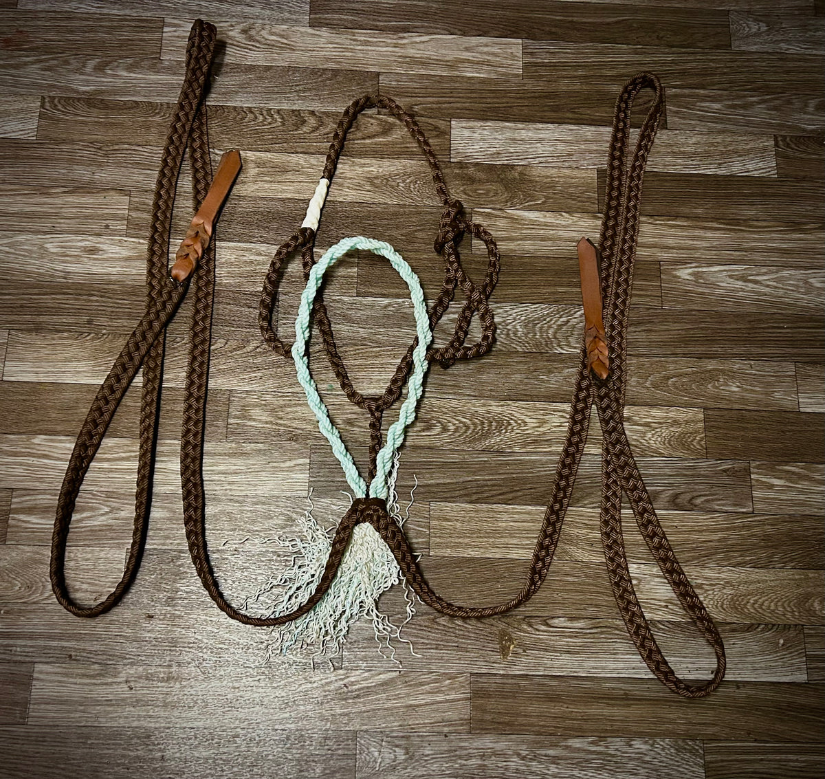 Brown with light blue braided nose