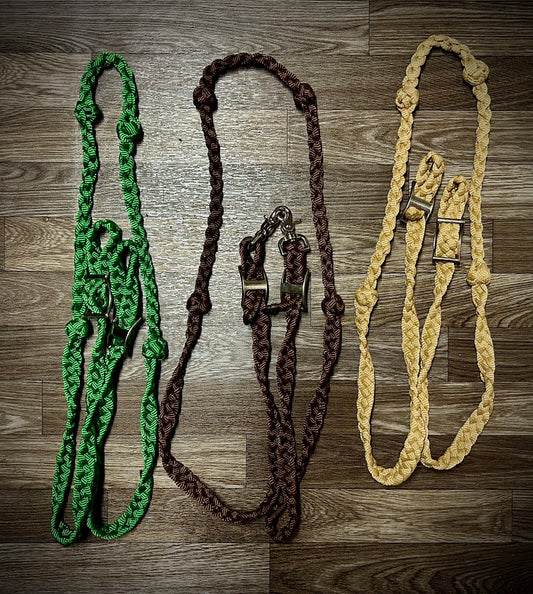 Mule tape barrel reins