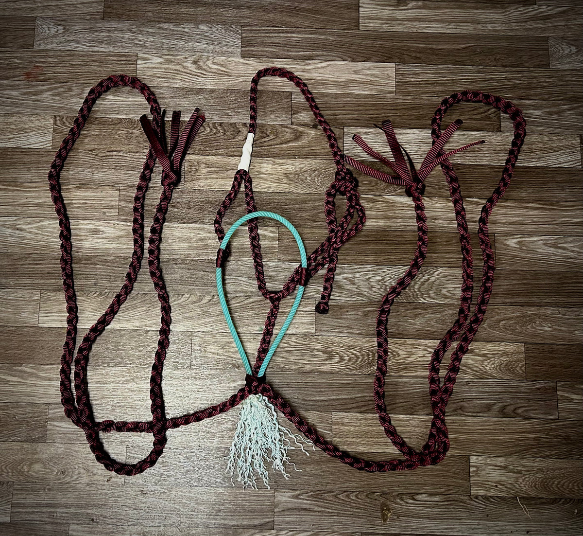 Burgundy with Aqua Single unwrapped nose