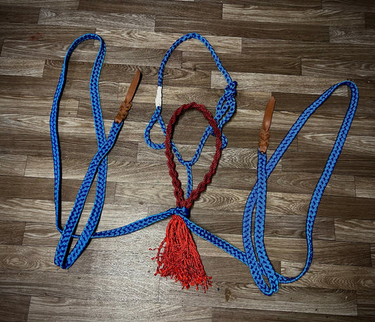 Blue with dark cherry braided nose