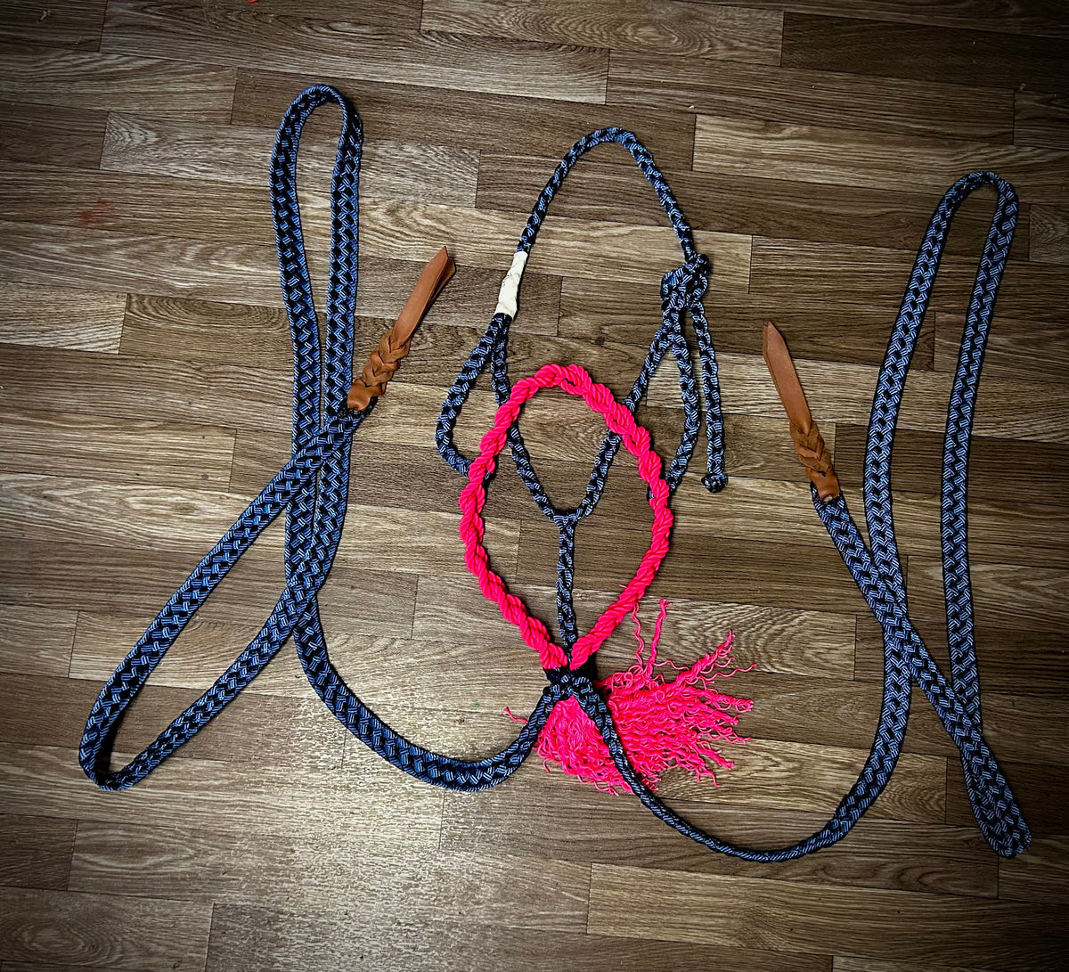 Navy with pink braided nose