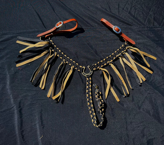 Black breast collar with beige buck-stitching